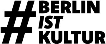 Schwarz-Weißes Logo der Aktion #Berlin ist Kultur, gegen die Kürzungen im Berliner Kulturbereich